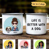 Dog Mom Chibi Girl Cute Personalized Campfire Mug