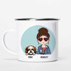 Dog Mom Chibi Girl Cute Personalized Campfire Mug