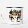 Doll Couple Camping With Dogs Cats Personalized Campfire Mug