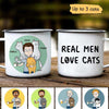 Real Men Love Cats Chibi Man Personalized Campfire Mug