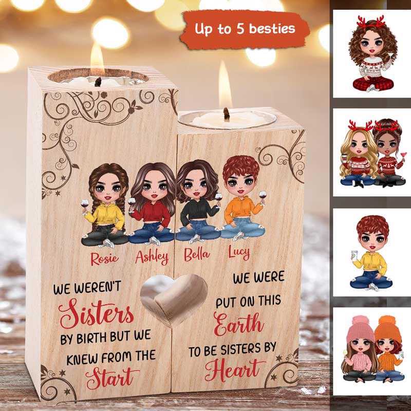 Doll Besties Sisters By Heart Personalized Candle Holder