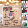Mother And Daughter Colorful Tree Personalized Candle Holder With Heart