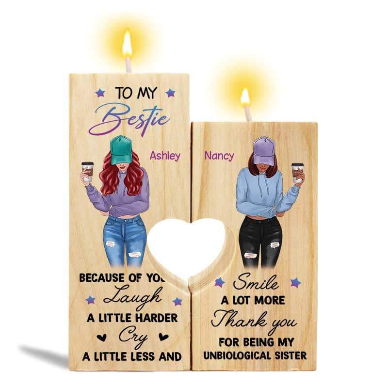 To My Bestie Front View Personalized Candle Holder