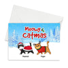 Fluffy Cat Walking In Winter Christmas Personalized Postcard