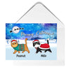 Fluffy Cats Walking In Christmas Night Personalized Postcard