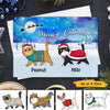 Fluffy Cats Walking In Christmas Night Personalized Postcard