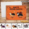 Happy Meowloween Fluffy Cats Walking Personalized Postcard