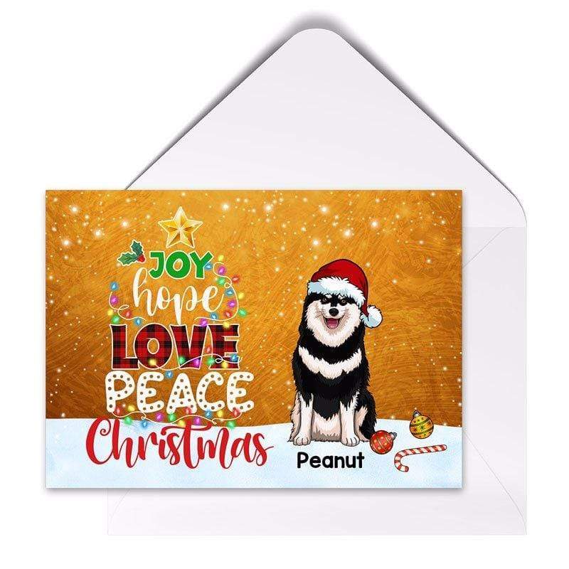Joy Hope Love Peace Christmas Dogs Personalized Postcard