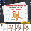 Sassy Fluffy Cats Taking Time Wish You Merry Christmas Personalized Postcard