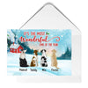 Sitting Dogs In Snow Personalized Postcard