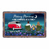 Night Field Camping Couple Back View Personalized Doormat