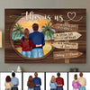 Summer Couple Back View Wood Texture Personalized Horizontal Poster