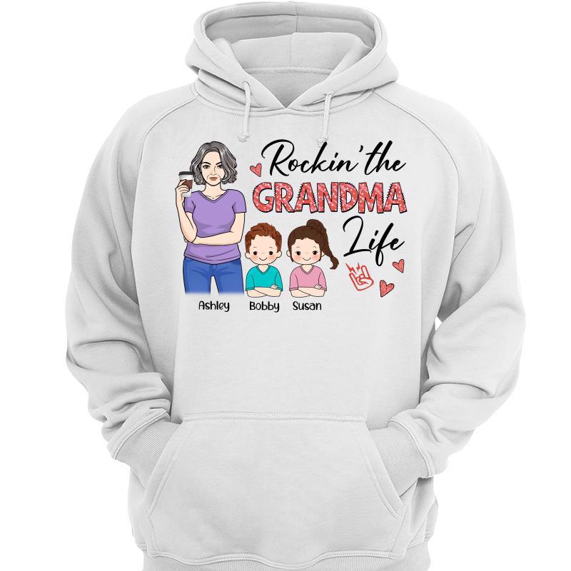 Rockin‘ Mom Grandma Life Woman & Kid Personalized Hoodie Sweatshirt