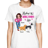 Rockin‘ The Dog Mom Life Pink Sassy Girl & Walking Dog Personalized Shirt