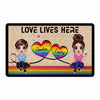 Hearts LGBT Couple Personalized Doormat