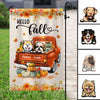 Hello Fall Dogs On Truck Personalized Garden Flag