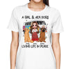 Hippie Girl & Cute Sitting Dog Living Life In Peace Personalized Shirt