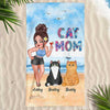 Cat Mom Pretty Woman Summer Beach Personalized Beach Towel