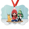 A Doll Girl And Her Cartoon Cat Personalized Christmas Ornament