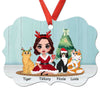 A Sitting Doll Girl And Cartoon Cats Personalized Christmas Ornament