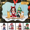 A Sitting Doll Girl And Cartoon Cats Personalized Christmas Ornament