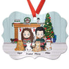 Couple & Cats In House Personalized Christmas Ornament