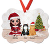 Doll Girl Sitting With Cats Personalized Christmas Ornament