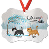 Fluffy Walking Cats Under Tree Personalized Christmas Ornament