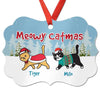 Walking Cats Walking In Snow Personalized Christmas Ornament