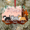 Walking Fluffy Cats Personalized Christmas Ornament