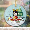 A Girl And Her Cats Christmas Background Personalized Circle Ornament