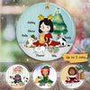 A Girl And Her Cats Christmas Background Personalized Circle Ornament