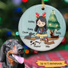 A Girl And Her Dachshunds Personalized Circle Ornament
