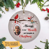 Always In Our Heart And Thoughts Photo Personalized Memorial Circle Ornament