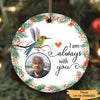 Always With You Holly Branch Hummingbird Personalized Photo Circle Ornament