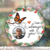 Always With You Holly Branch Orange Butterfly Personalized Photo Circle Ornament