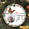 Always With You Holly Branch Orange Butterfly Personalized Photo Circle Ornament