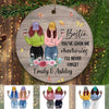 Best Friends Front View Wooden Texture Personalized Circle Ornament