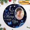 Blue Moon And Butterflies Memorial Personalized Circle Ornament