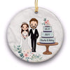 Bride and Groom Chibi Wedding Gift Keepsake Personalized Circle Ornament