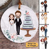 Bride and Groom Chibi Wedding Gift Keepsake Personalized Circle Ornament