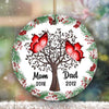 Butterflies Family Tree Holly Branch Memorial Personalized Circle Ornament