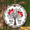 Butterflies Family Tree Holly Branch Memorial Personalized Circle Ornament