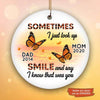 Butterfly Sometimes I Just Look Up Checkered Pattern Memorial Personalized Circle Ornament