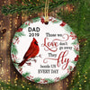 Cardinal Holly Branch Christmas Memorial Personalized Circle Ornament