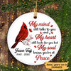 Cardinal My Mind Still Talks To You Memorial Personalized Circle Ornament