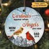 Cardinal On The Fence Personalized Memorial Circle Ornament