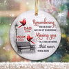 Cardinals Winter Snow Family Memorial Christmas Personalized Circle Ornament