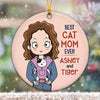 Cat Carrier Chibi Personalized Circle Ornament