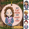 Cat Carrier Chibi Personalized Circle Ornament